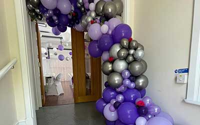 The Hall Beautifully Decorated For A Wedding.